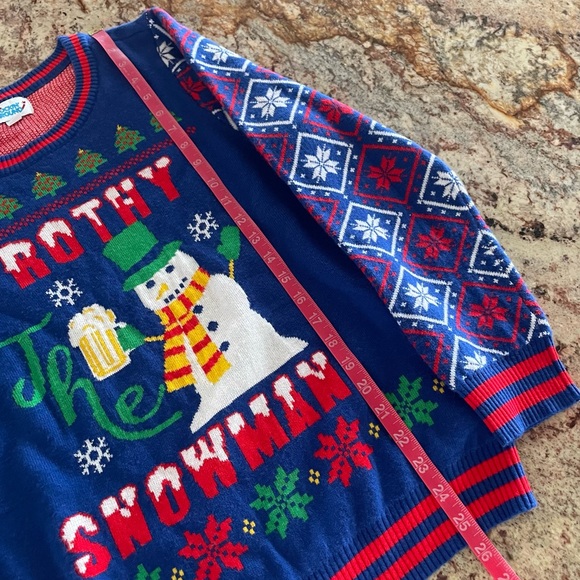 Rockin' Around Christmas Beer Sweater "Frothy the Snowman" Ugly Unisex Crewneck - Picture 8 of 9